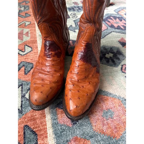 Tony Lama Full Quill Ostrich Cowboy Boots R12903L – Brown – Men’s 7 – Western - Picture 3 of 9